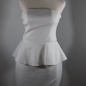 Elegant White Strapless Peplum Dress